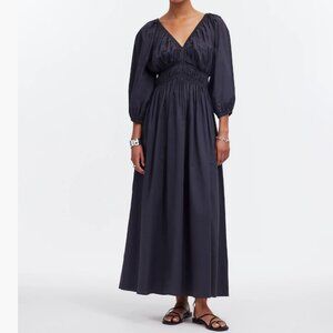 NEW Madewell V-Neck Balloon-Sleeve Black Maxi Dress $148 Retail